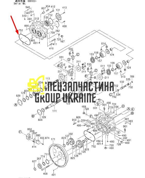 Прокладка корпус-центральна секція гідравлічного насосу Kawasaki K5V200 0820439 Hitachi