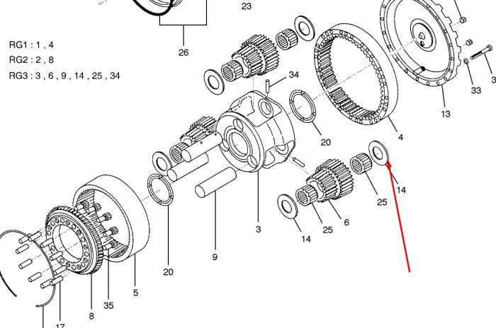 1.114-00541 Шайба упорна сателіта бортової передачі Doosan Daewoo 225LC