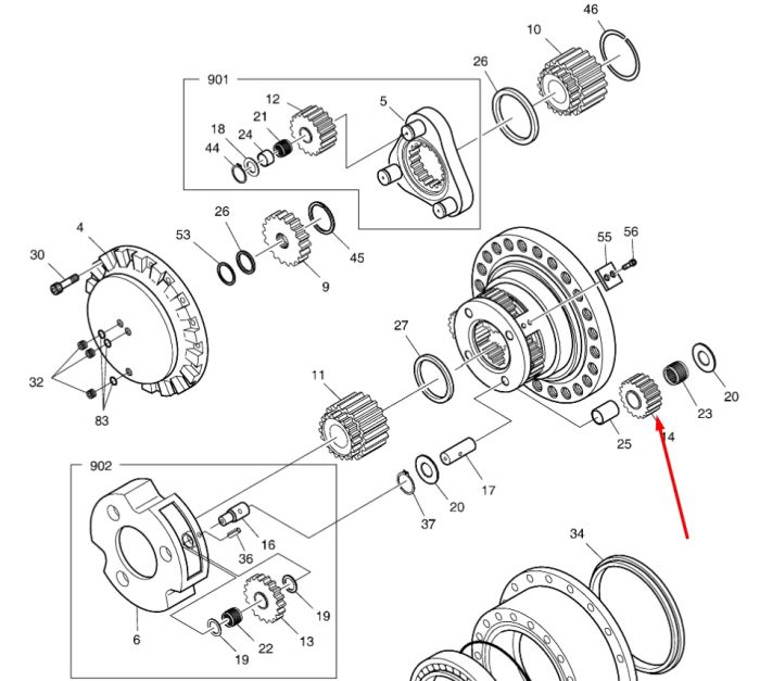 104-00036 Планетарна шестерня DOOSAN DX225LL
