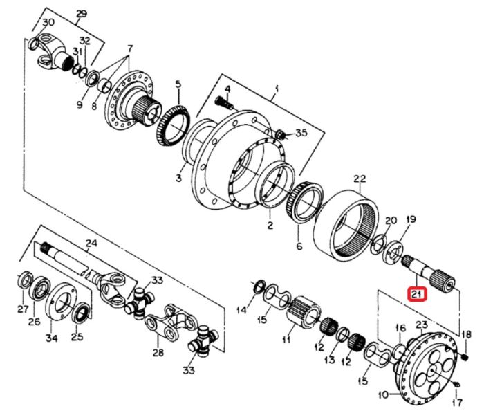 1277374C1 (86016137, 1961770C1, 250728A1, 86505072) Вал шестерні New Holland, Dana Spiсer Z-16/35