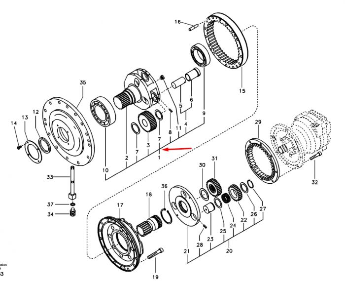 14518703 Планетарна передача поворотного редуктора VOLVO EC240B