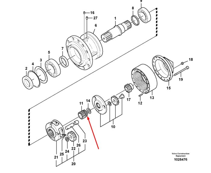 14596620 Сонячна шестерня VOLVO EC330, EC350, EC360, EC700