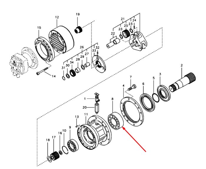 14640027 Підшипник редуктора повороту Volvo EC200