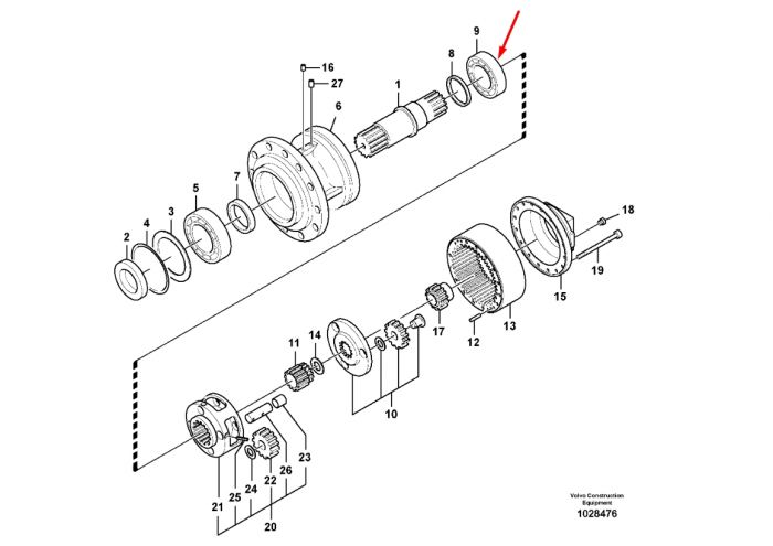 14640028 Підшипник верхній в редуктор повороту на екскаватор Volvo EC 240, 290, 330, 340, 350, 360, 380, 700