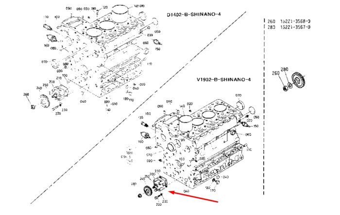 Kubota 15471-35010 Масляний насос двигуна для V2203, V2003