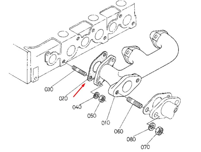 Kubota 15522-12350 Прокладка вихлопного колектора для V1502, V1505