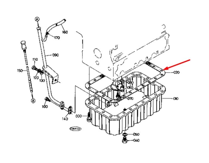 Kubota 15815-01620 Прокладка піддону для V1702, V1902