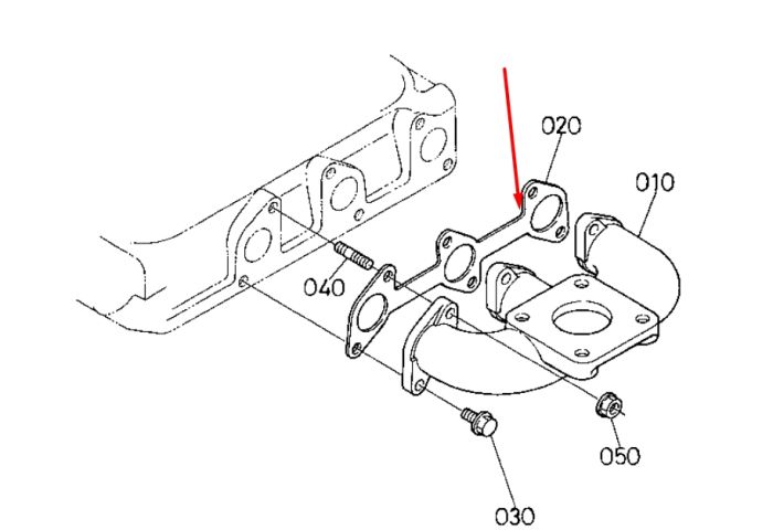 Kubota 15862-12350 Прокладка вихлопного колектора для D722, D782