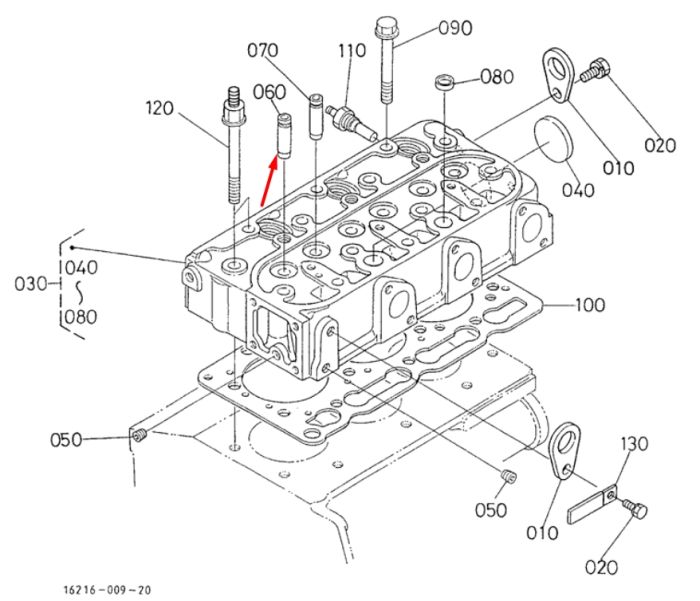 Kubota 16241-13540 Направляющая впускного клапана для D1105/V1505