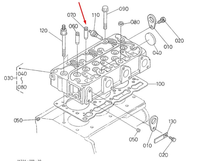 Kubota 16241-13560 Направляюча випускного клапану для D1105/V1505