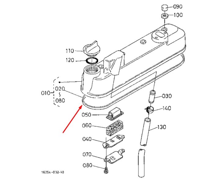 Kubota 16241-14520 Прокладка кришки клапанів для V1305, V1505