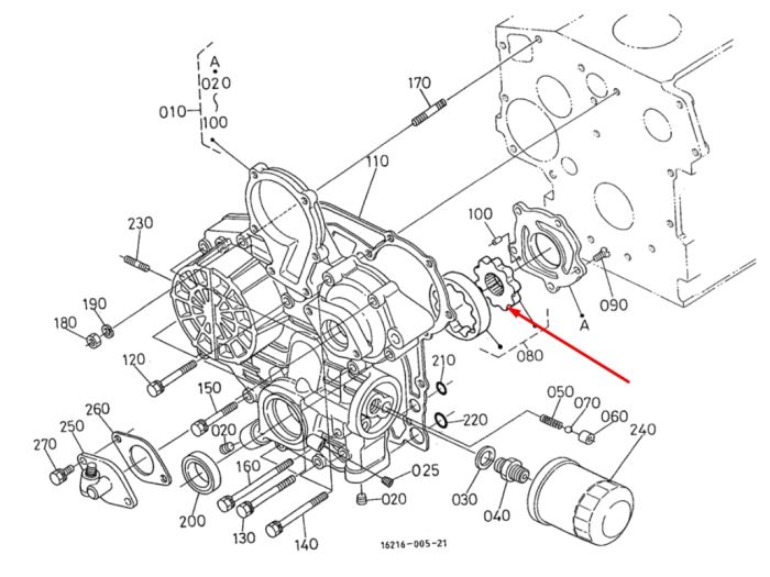 Kubota 16241-35070 Масляний насос для V1305 V1505