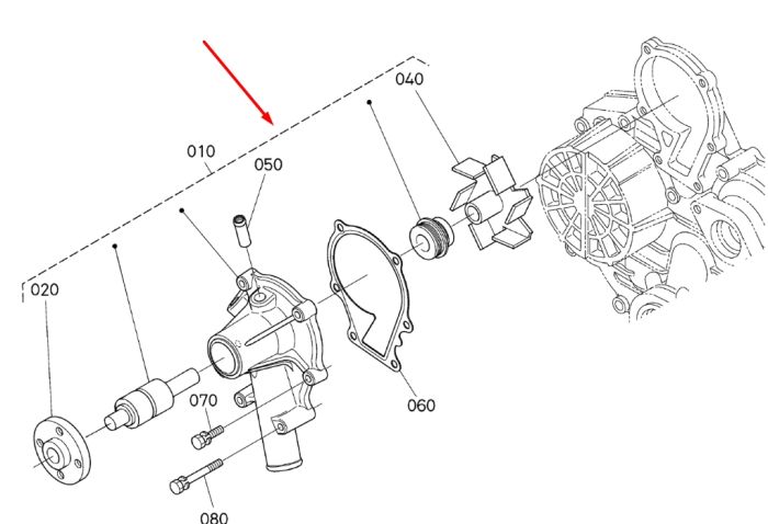 Kubota 16251-73037 Помпа водяна (насос) для V1505, V1305