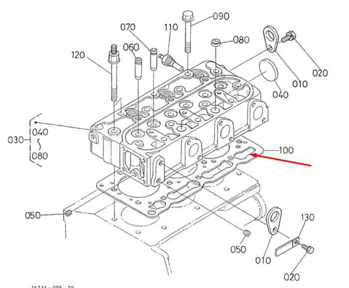 Kubota 16261-03310 Прокладка ГБЦ для D1105