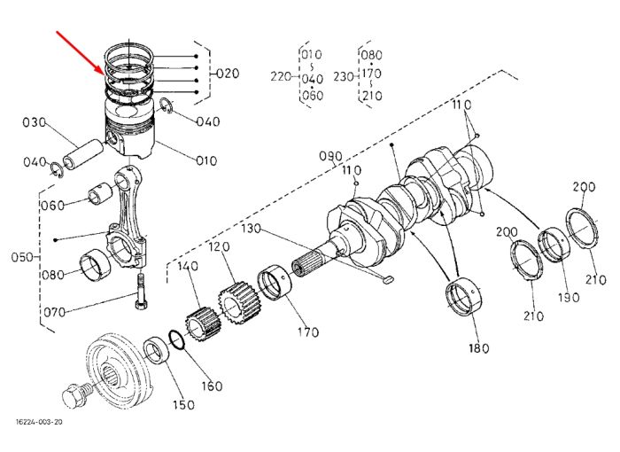 Kubota 16271-21090 Кільця поршневі для D1005, V1305, V1405