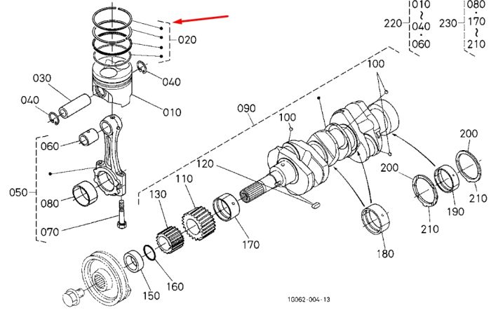 Kubota 16292-21050 Кільця поршневі для D1105
