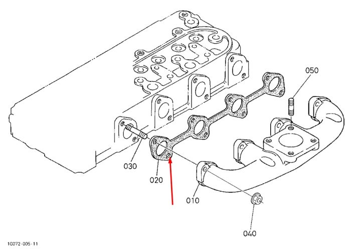 Kubota 16299-12360 Прокладка вихлопного колектора для V1505