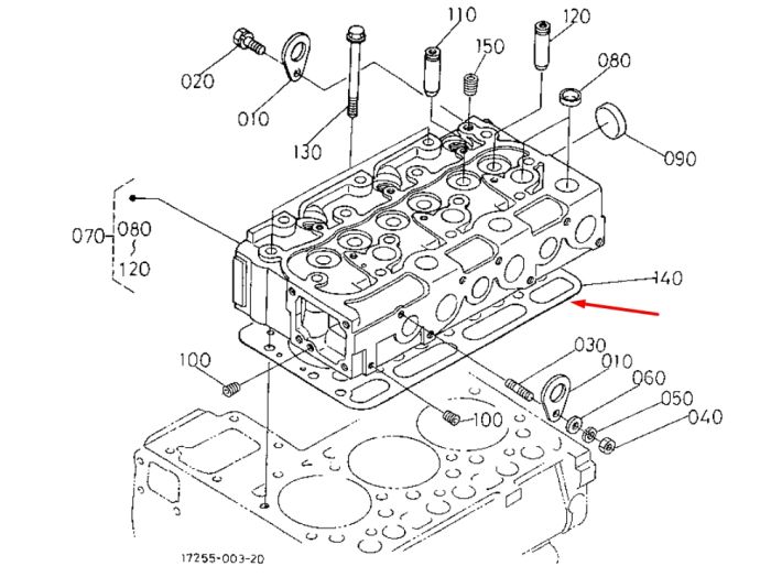 Kubota 16487-03310 Прокладка ГБЦ для D1703