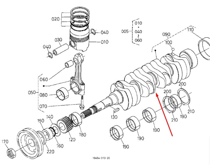 Kubota 16641-23010 Колінвал для V1903