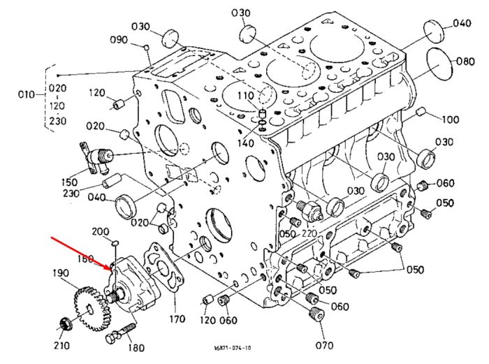 Kubota 16851-35010 Масляний насос для D722, D782