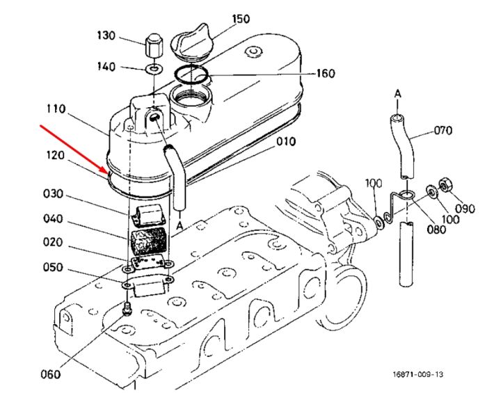 Kubota 16861-14520 Прокладка кришки клапанів для D722, D782
