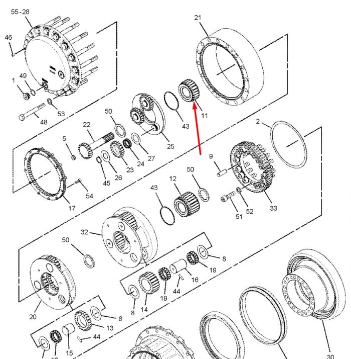 169-5589 Сонячна шестерня бортового редуктора Caterpillar 320, 322, 323, 324, 325, 326, 329