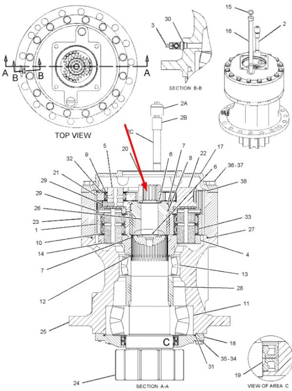148-4600 Сонячна шестерня першого ступеня поворотного редуктора CAT 330D/336D