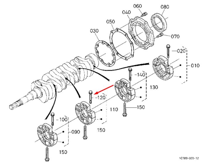 Kubota 19013-04540 Болт корінного бугеля для V1903