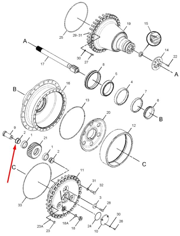 1B3980 Сателітний підшипник Caterpillar D9N, D9R, D9T, D10R, D6H, D6R, D6T, 589