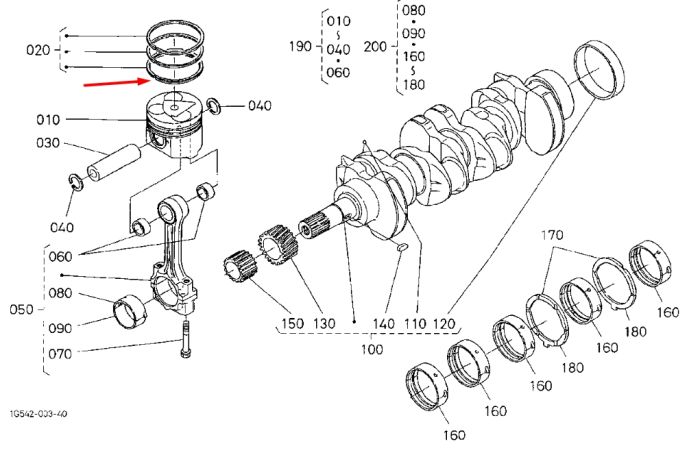 Kubota 1C010-21050 Кільця поршневі для V3300
