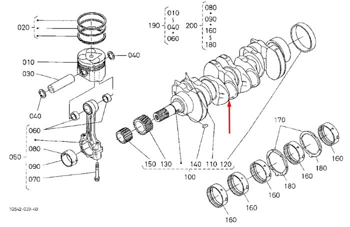 Kubota 1C010-23012 Колінвал для V3300, V3600