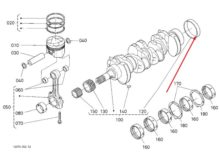 Kubota 1C010-23300 Втулка під сальник коленвала V3300, V3600, V3800