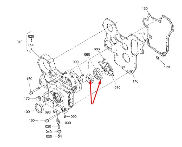 Kubota 1C010-35070 Масляний насос для двигунів V3300, V3600 та V3800