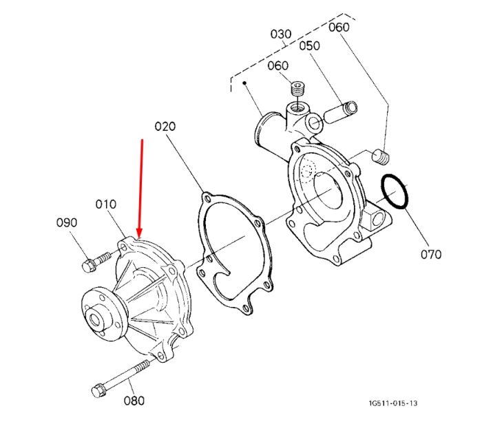 Kubota 1C010-73030 Помпа водяна (насос) для V3300, V3800