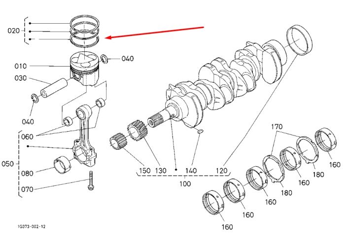 Kubota 1C011-21052 Кільця поршневі для V3600, V3300 IDI