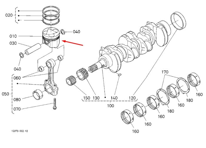 Kubota 1C011-21113 Поршень для двигунів V3300IDIT
