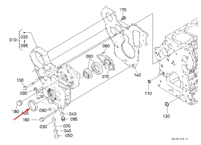 Kubota 1C020-04140 Передній сальник коленвала для двигунів V3300