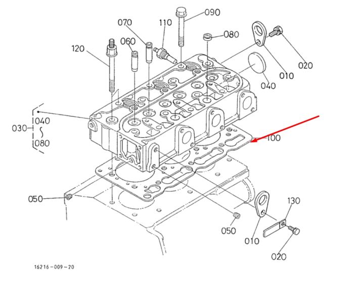 Kubota 1E038-03310 Прокладка ГБЦ для D1105