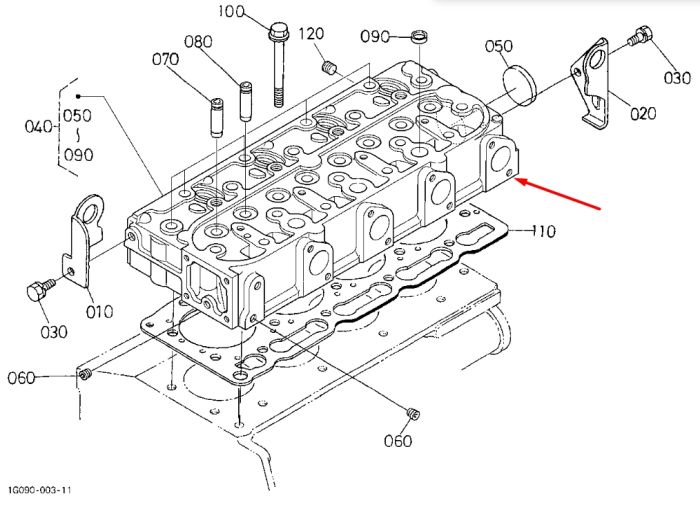 Kubota 1G092-03040 Головка блока циліндрів ГБЦ для V1505