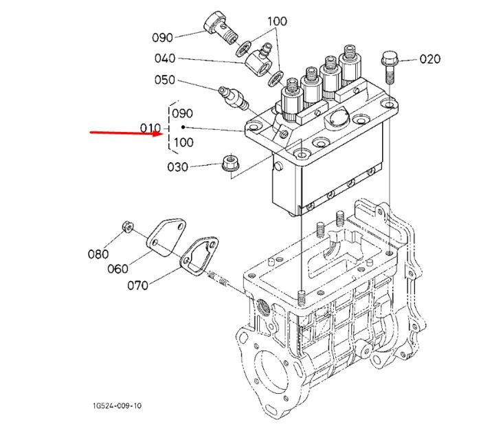 Kubota 1G514-51012 Паливний насос високого тиску для V3300, V3600, V3800