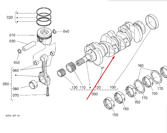 Kubota 1G574-23010 Колінвал для V3300