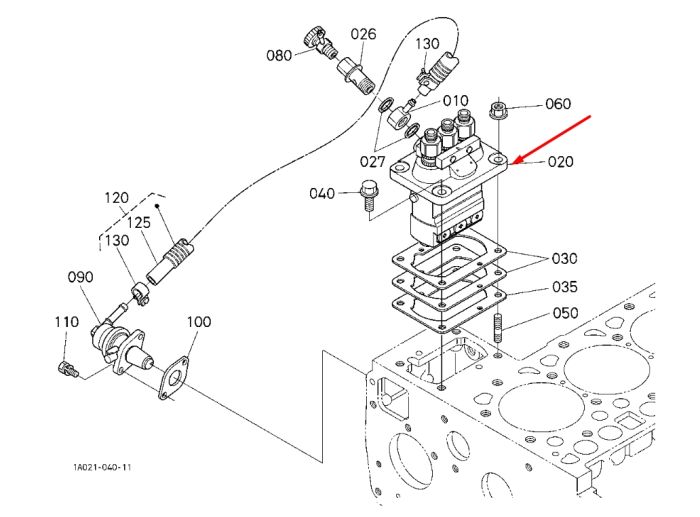 Kubota 1G702-51012 Паливний насос високого тиску для D1503, D1703, D1803