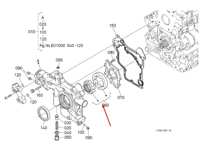 Kubota 1G772-35070, 7008440 Масляний насос для V3307DI