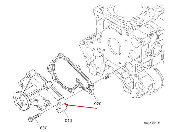 Kubota 1G772-73030 Помпа водяна (насос) для V33076