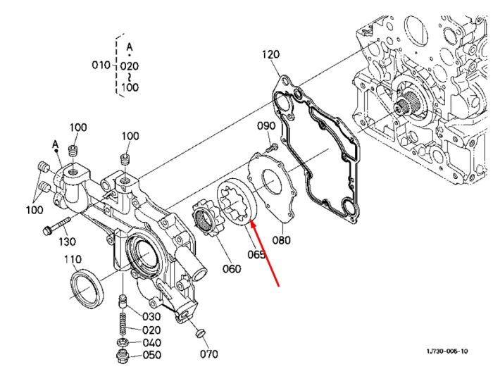 Kubota 1J700-35480 Масляний насос двигуна для V2607, V2607T