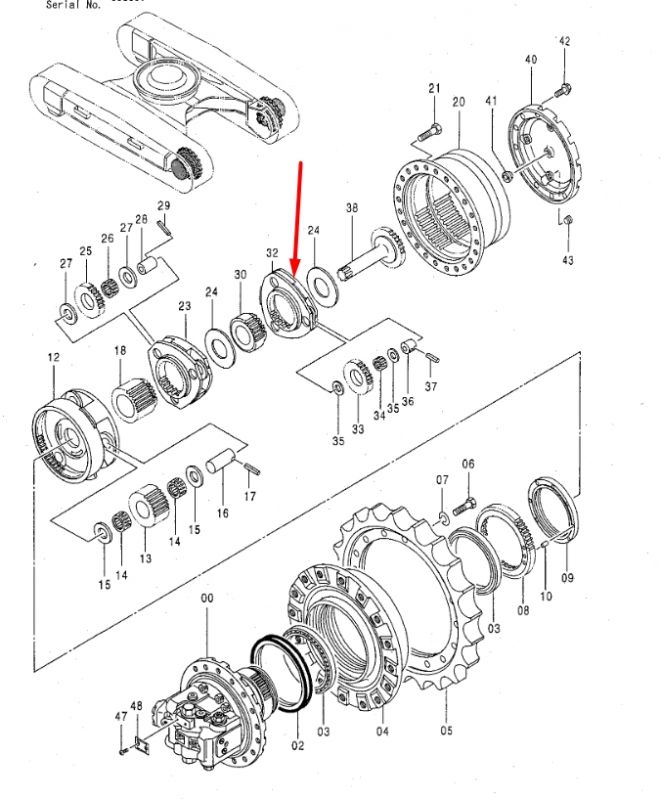 2034835 Водило, планетарна передача Hitachi EX200-3, EX200-5, EX200K-3, EX210H-5, ZX200