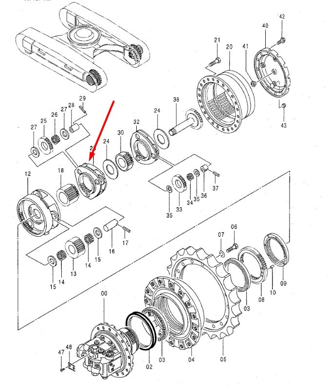 2034836 Водило, планетарна передача Hitachi EX200-3, EX200-5, EX200K-3, EX210H-5, ZX200