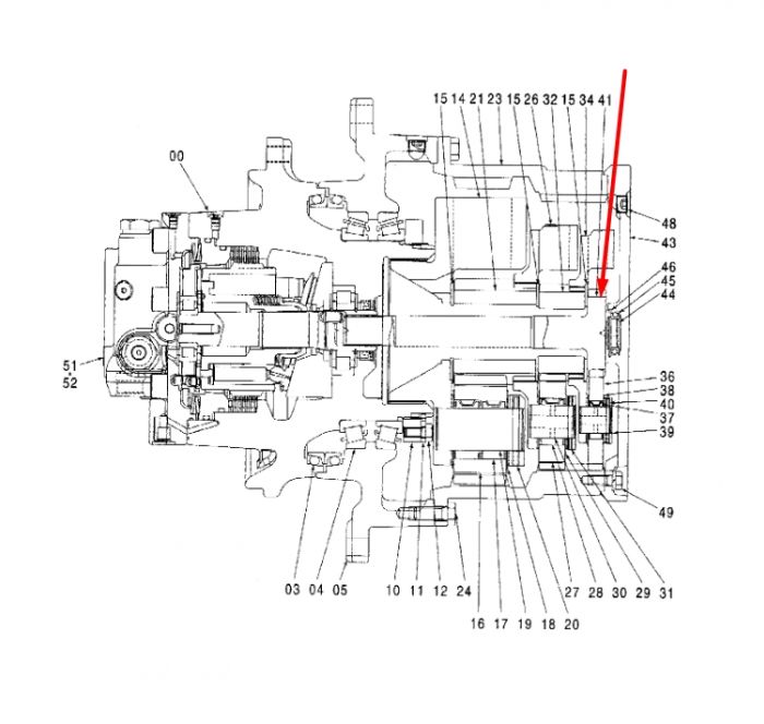2048000 Вал редуктора ходу (24 зуби) Hitachi ZX330, ZX200-3, ZX200, EX-225USR
