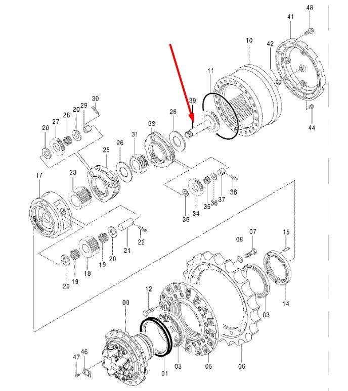 2054777 Вал редуктора ходу Hitachi ZX160LC-5G