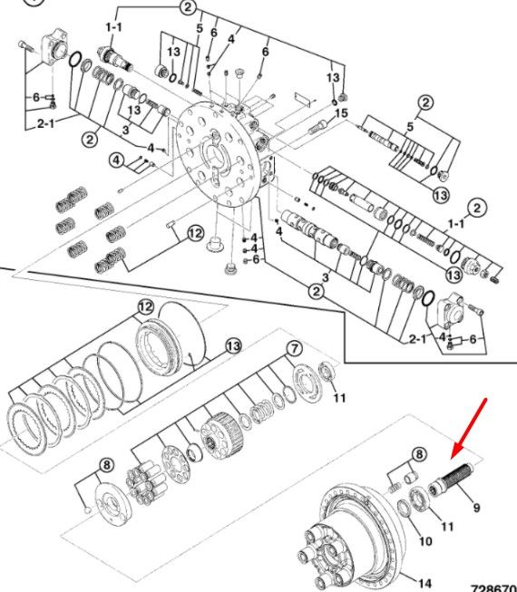 20/925674 Вал гідромотора ходу на JCB JS200, JCB JS220